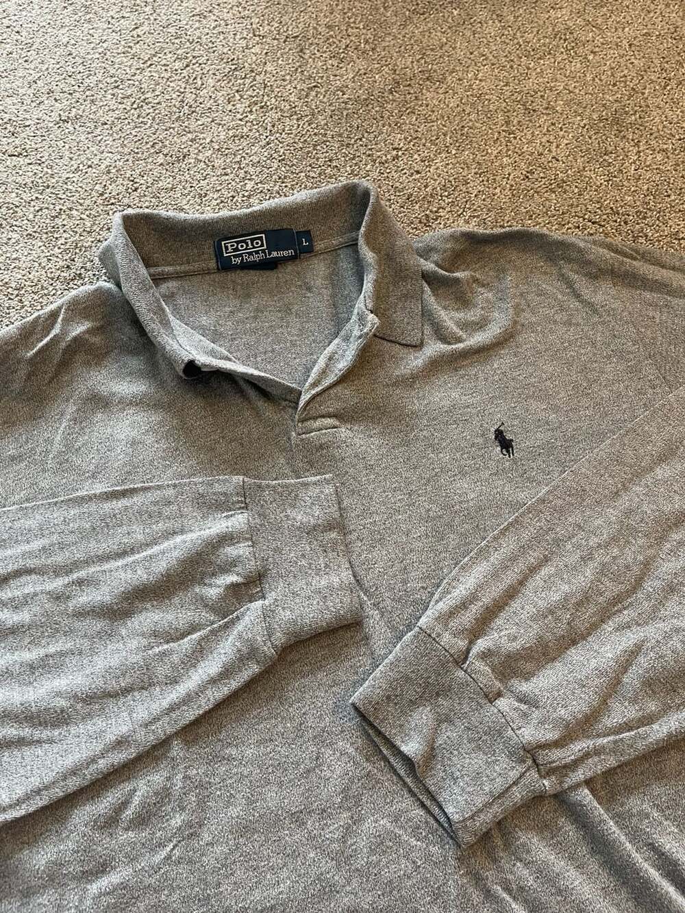 Polo by Ralph Lauren Men's Gray Long Sleeve Polo Shirt Size L